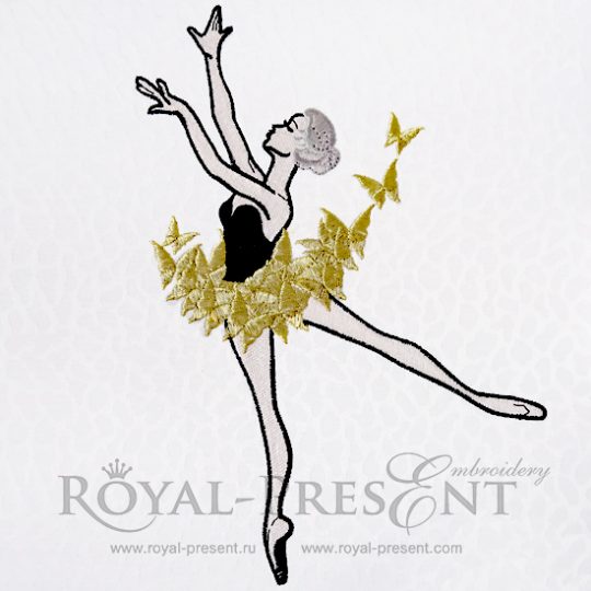 Machine Embroidery Design Young Ballerina with Dress of Butterflies Machine Embroidery Design Young Ballerina with Dress of Butterflies