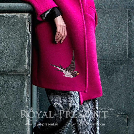 Black Swallow Machine Embroidery Design