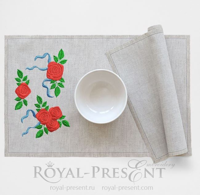 Machine Embroidery Designs Roses mini with ribbons Machine Embroidery Designs Roses mini with ribbons