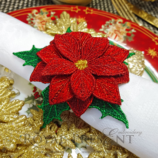 FSL Machine Embroidery Design Christmas Star Napkin Ring FSL Machine Embroidery Design Christmas Star Napkin Ring