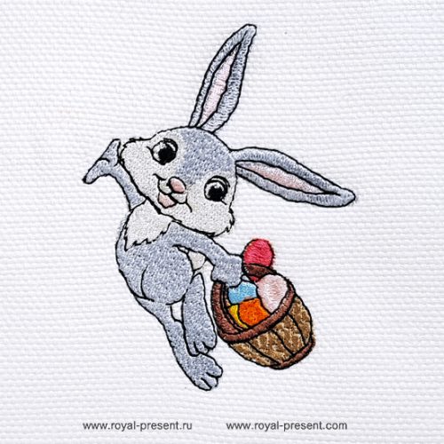 Digital Embroidery Design Easter Bunny carries the basket Digital Embroidery Design Easter Bunny carries the basket