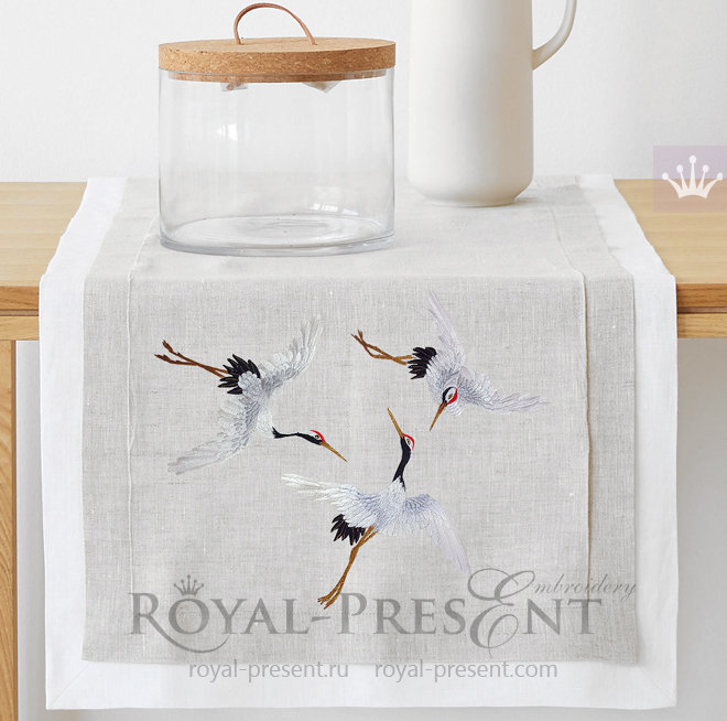 Machine Embroidery Designs Three Cranes