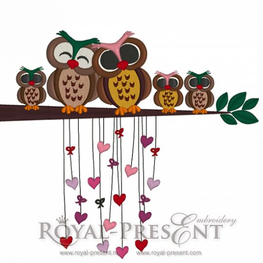 Machine Embroidery Design Family Owls Machine Embroidery Design Family Owls