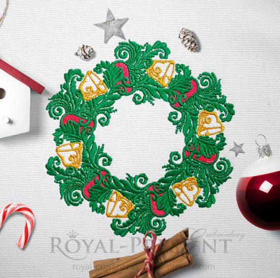 Christmas Wreath Machine Embroidery Design