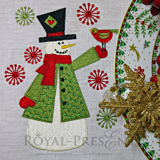 Machine Embroidery Design Snowman