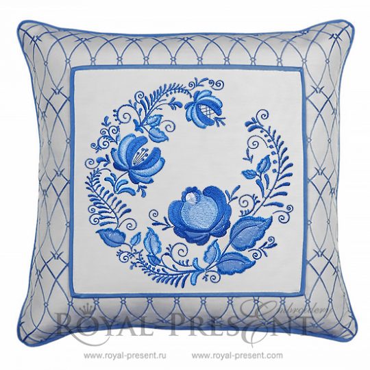 Machine Embroidery Design Blue Gzhel Pattern Machine Embroidery Design Blue Gzhel Pattern