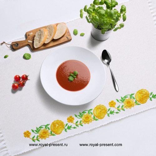 Machine Embroidery Design Border of yellow roses Machine Embroidery Design Border of yellow roses