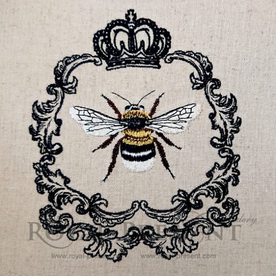 French Machine Embroidery Design Queen Bee French Machine Embroidery Design Queen Bee - 3 sizes