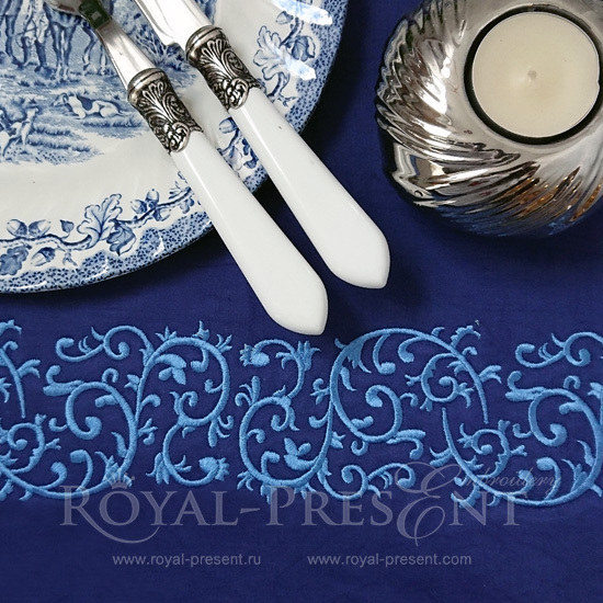 Machine Embroidery Design Blue Infinity border