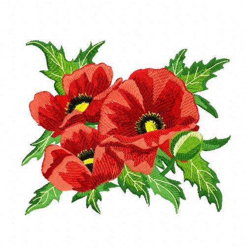 Three Poppies Machine Embroidery Design