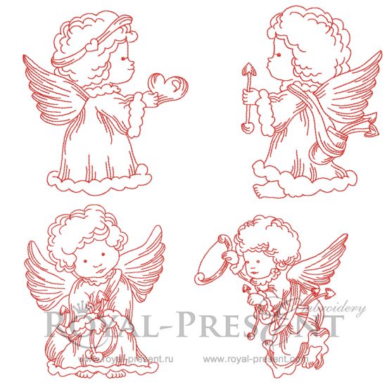 Machine Embroidery Designs Valentines Angels RedWork Machine Embroidery Designs Valentines Angels RedWork