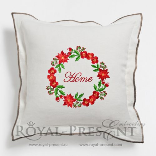 Poinsettia Wreath Machine Embroidery Design Poinsettia Wreath Machine Embroidery Design