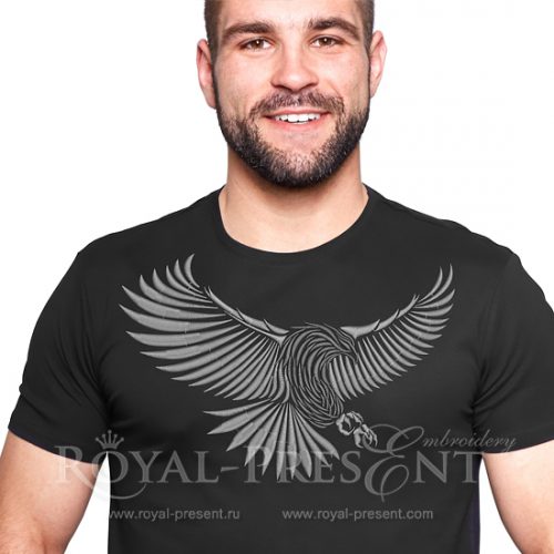 Machine Embroidery Design Grey Eagle Machine Embroidery Design Grey Eagle - 3 sizes