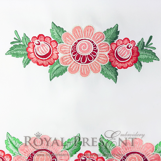 Machine Embroidery Design Russian Folk Flowers