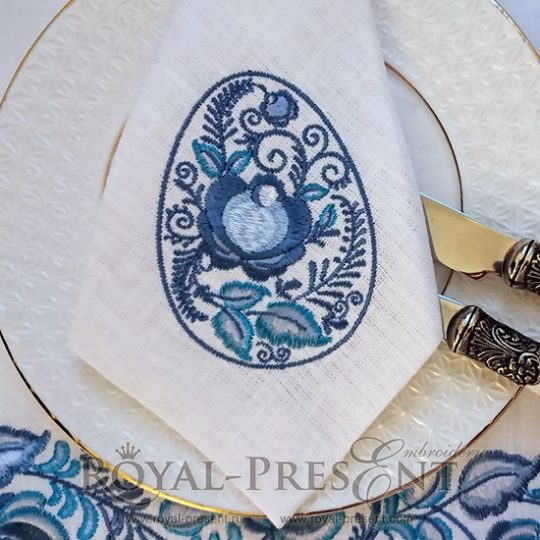 Machine Embroidery Design Gzhel Easter Egg
