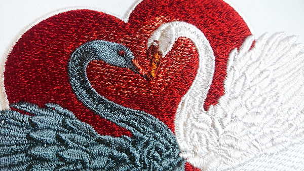 Valentines day embroidery design Two graceful swans in love Valentines day embroidery design Two graceful swans in love