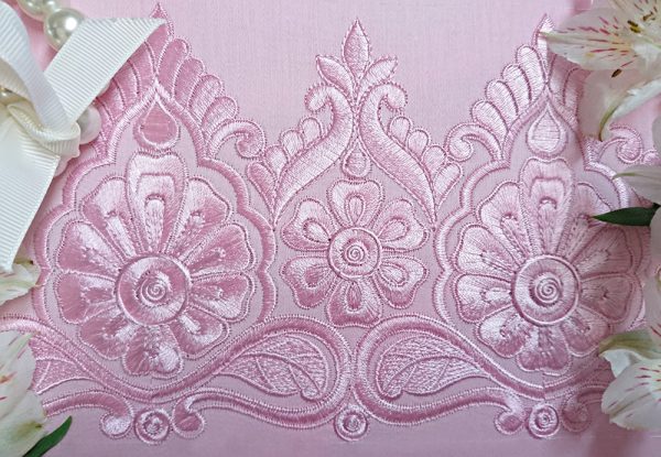 Machine Embroidery Design Indian Pink Lace border Machine Embroidery Design Indian Pink Lace border