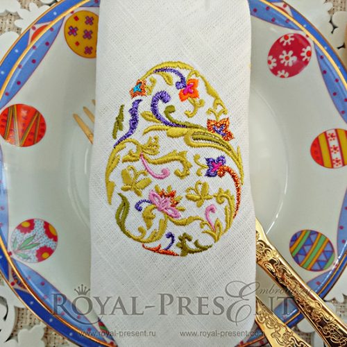 Machine Embroidery Design Easter egg with floral ornament Machine Embroidery Design - Easter egg with floral ornament