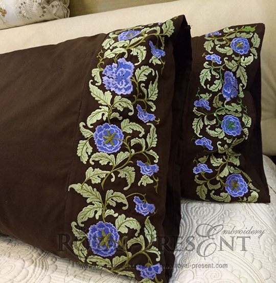 Machine Embroidery Design Floral border with lilac flowers Machine Embroidery Design Floral border with lilac flowers