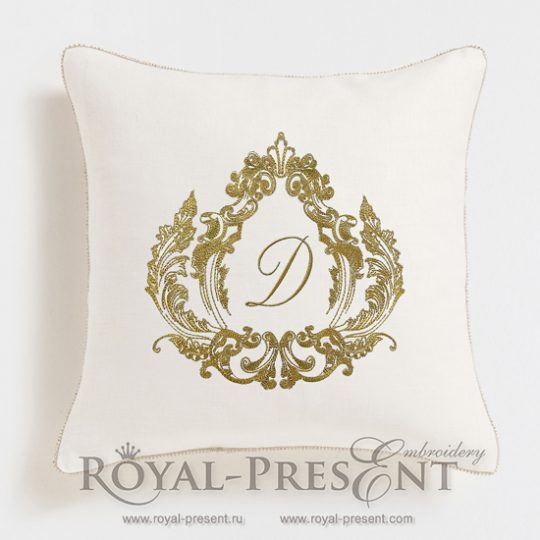 Machine Embroidery Design Baroque Monogram Blank line art