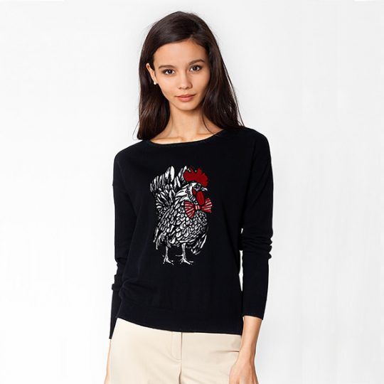 Machine Embroidery Design Rooster with a tie - 2 sizes