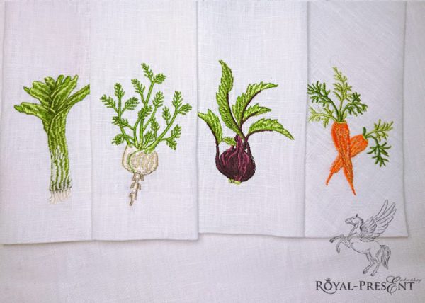 Set of 4 Machine Embroidery Designs Vegetables Set of 4 Machine Embroidery Designs - Vegetables