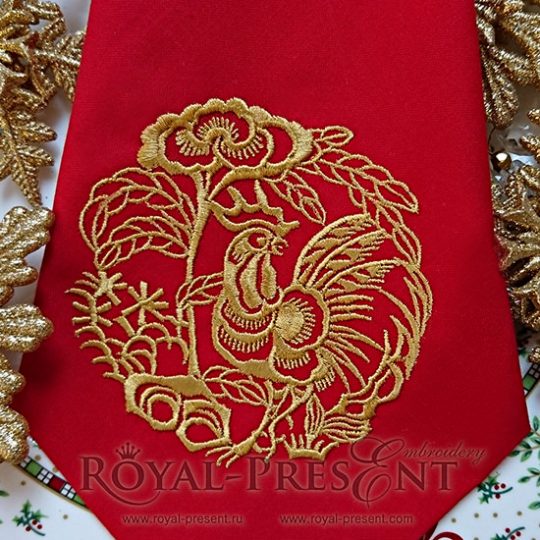 Machine Embroidery Design Chinese Zodiac Sign Rooster
