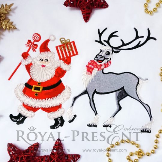 Machine Embroidery Design Santa Claus and reindeer Machine Embroidery Design Santa Claus and reindeer