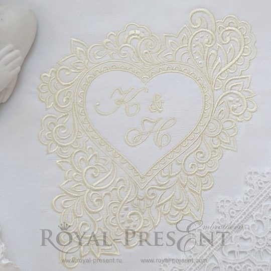 Machine Embroidery Design Blank Monogram heart