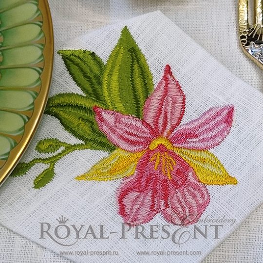 Machine Embroidery Design Pink orchid Machine Embroidery Design Pink orchid