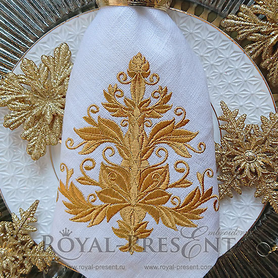 Machine Embroidery Design Gold Christmas tree Machine Embroidery Design Gold Christmas tree