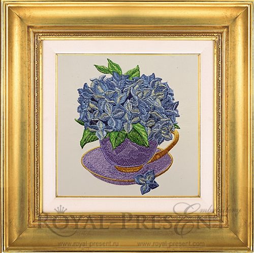 Machine Embroidery Design Hydrangea in the tea cup