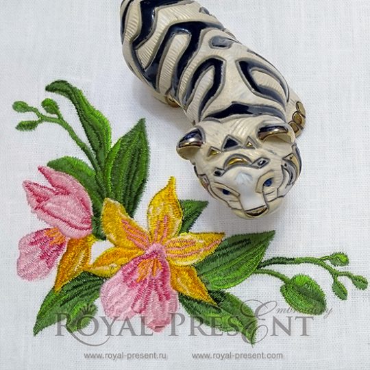 Machine Embroidery Design Tropical orchid corner Machine Embroidery Design Tropical orchid corner