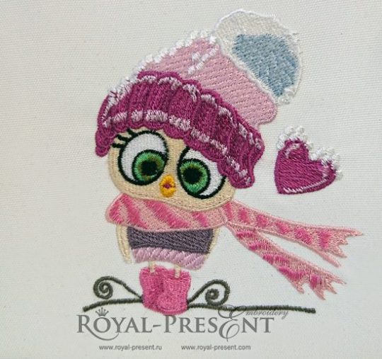 Machine Embroidery Design Cute Cartoon Owl Machine Embroidery Design Cute Cartoon Owl in a hat and scarf