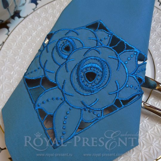 Machine Embroidery Design Rose Richelieu corner - 2 sizes Machine Embroidery Design Rose Richelieu corner - 2 sizes