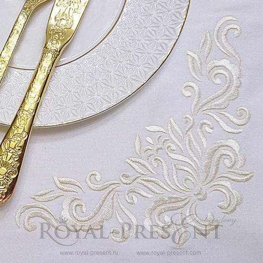 Machine Embroidery Design Royal Elegant corner Machine Embroidery Design Royal Elegant corner - 3 sizes