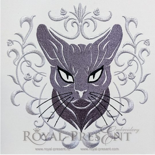Machine Embroidery Design Gray cat face Machine Embroidery Design Gray cat face