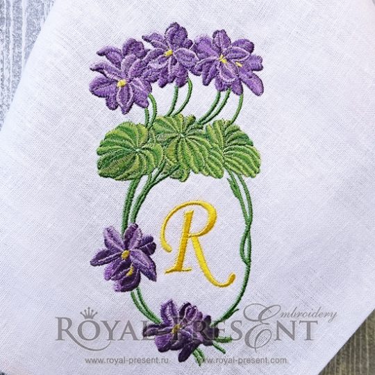 Machine Embroidery Design Blank Monogram Violets Machine Embroidery Design Blank Monogram Violets