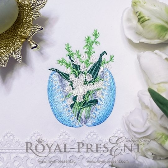 Machine Embroidery Design Easter egg with lilies of the valley Machine Embroidery Design Easter egg with lilies of the valley - 2 sizes