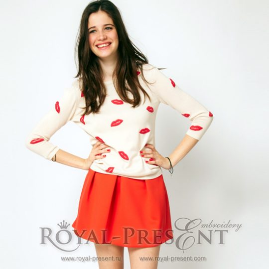 Machine Embroidery Design Red Lips - 5 sizes