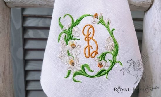 Machine Embroidery Design Floral vignette Machine Embroidery Design Floral vignette - 2 sizes