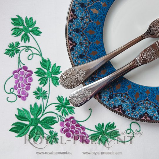 Machine Embroidery Design Graceful Grapes Corner Machine Embroidery Design Graceful Grapes Corner - 2 in 1