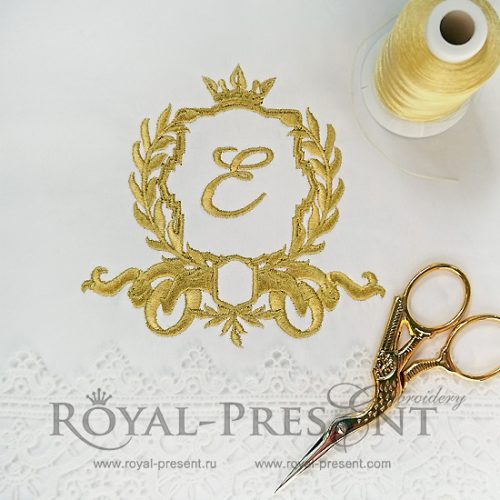 Machine Embroidery Design Vignette with crown - 2 sizes Machine Embroidery Design Vignette with crown - 2 sizes