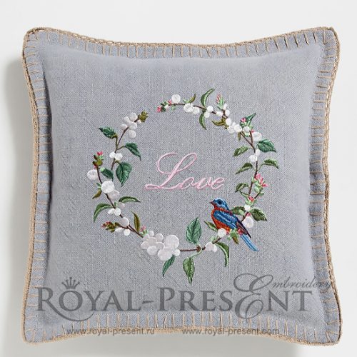 Machine embroidery design Snowberry round wreath - 2 sizes