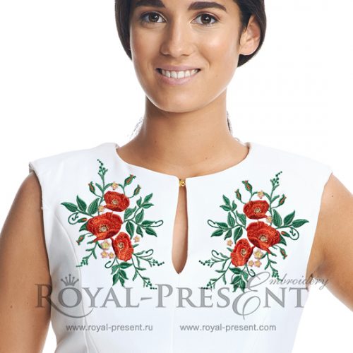 Machine Embroidery Design Elegant flowers poppy Machine Embroidery Design Elegant flowers poppy - 4 sizes