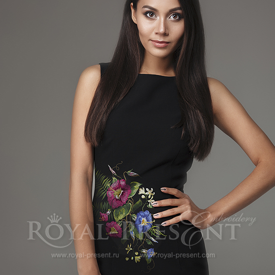 Machine Embroidery Design Ethnic Pattern with Exotic Flowers – 3 sizes