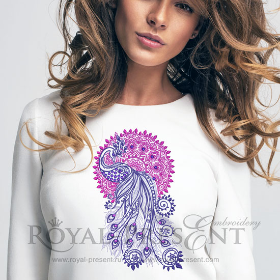 Oriental Machine Embroidery Designs Peacock Paisley - 4 sizes