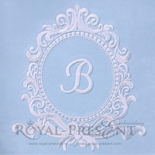 Machine Embroidery Design Antique Rococo Blank Monogram