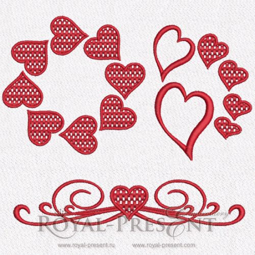 Machine Embroidery Design Red St. Valentine’s Hearts Machine Embroidery Design Red St. Valentine’s Hearts