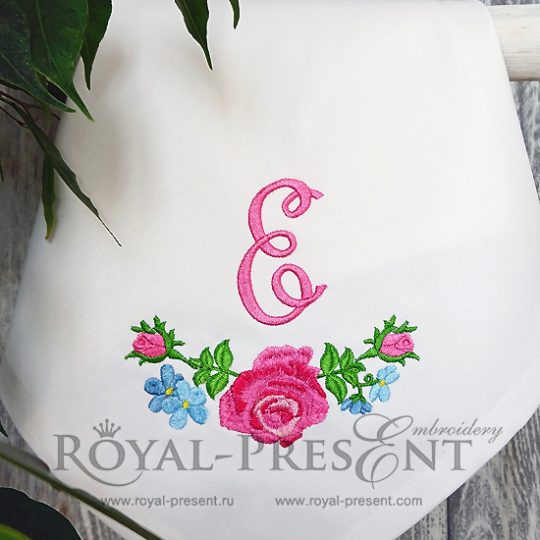 Machine Embroidery Design Garland of Pink Roses - 3 sizes Machine Embroidery Design Garland of Pink Roses - 3 sizes